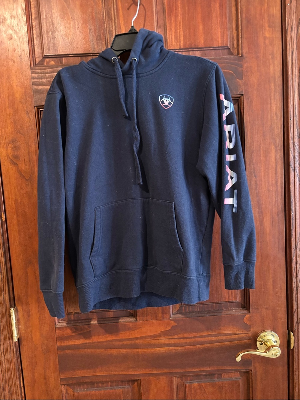 Ariat Women’s Navy Hoodie with Logo Sleeve